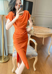 Cap Sleeves Ruffled Bodycon Dress