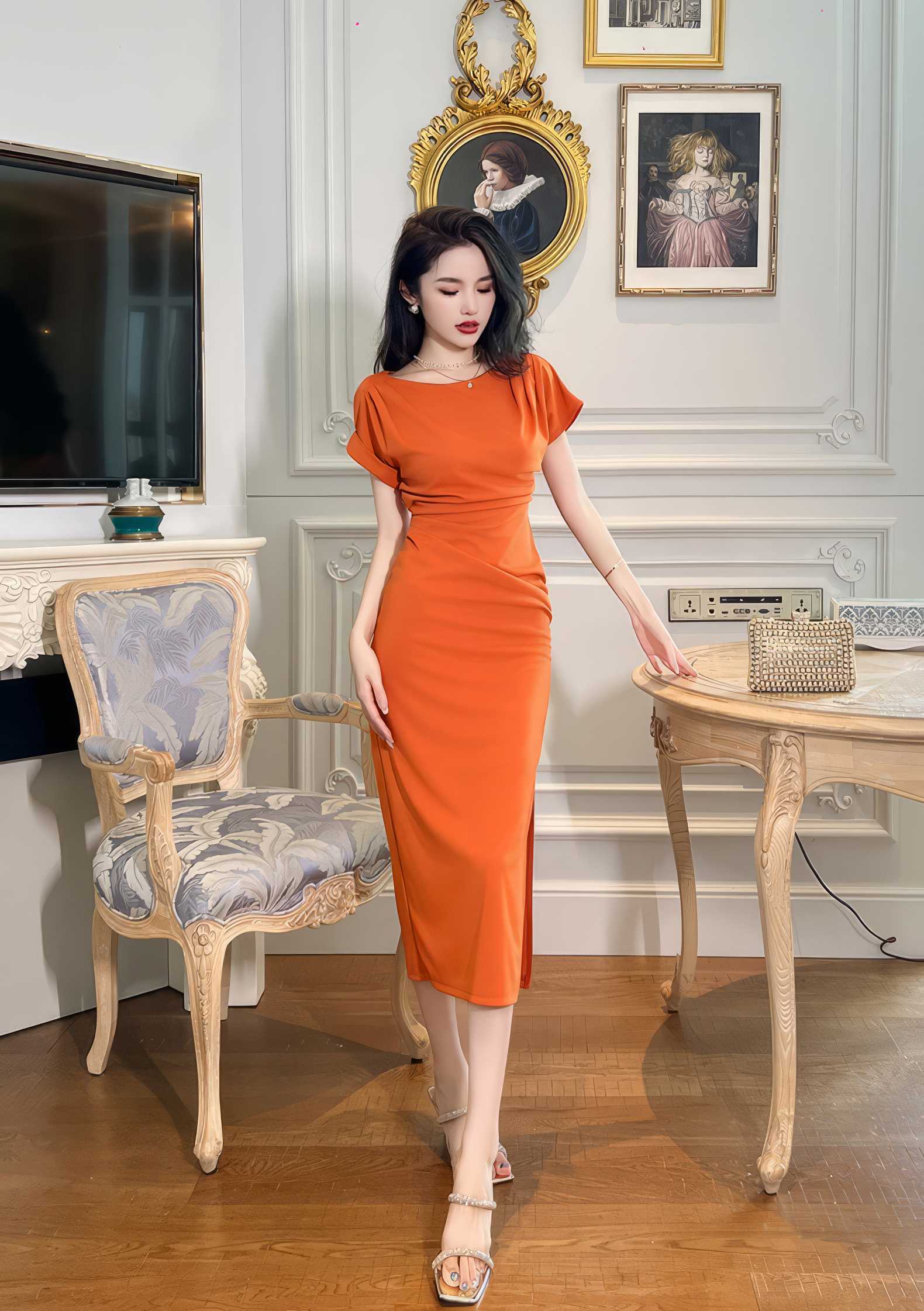 Cap Sleeves Ruffled Bodycon Dress
