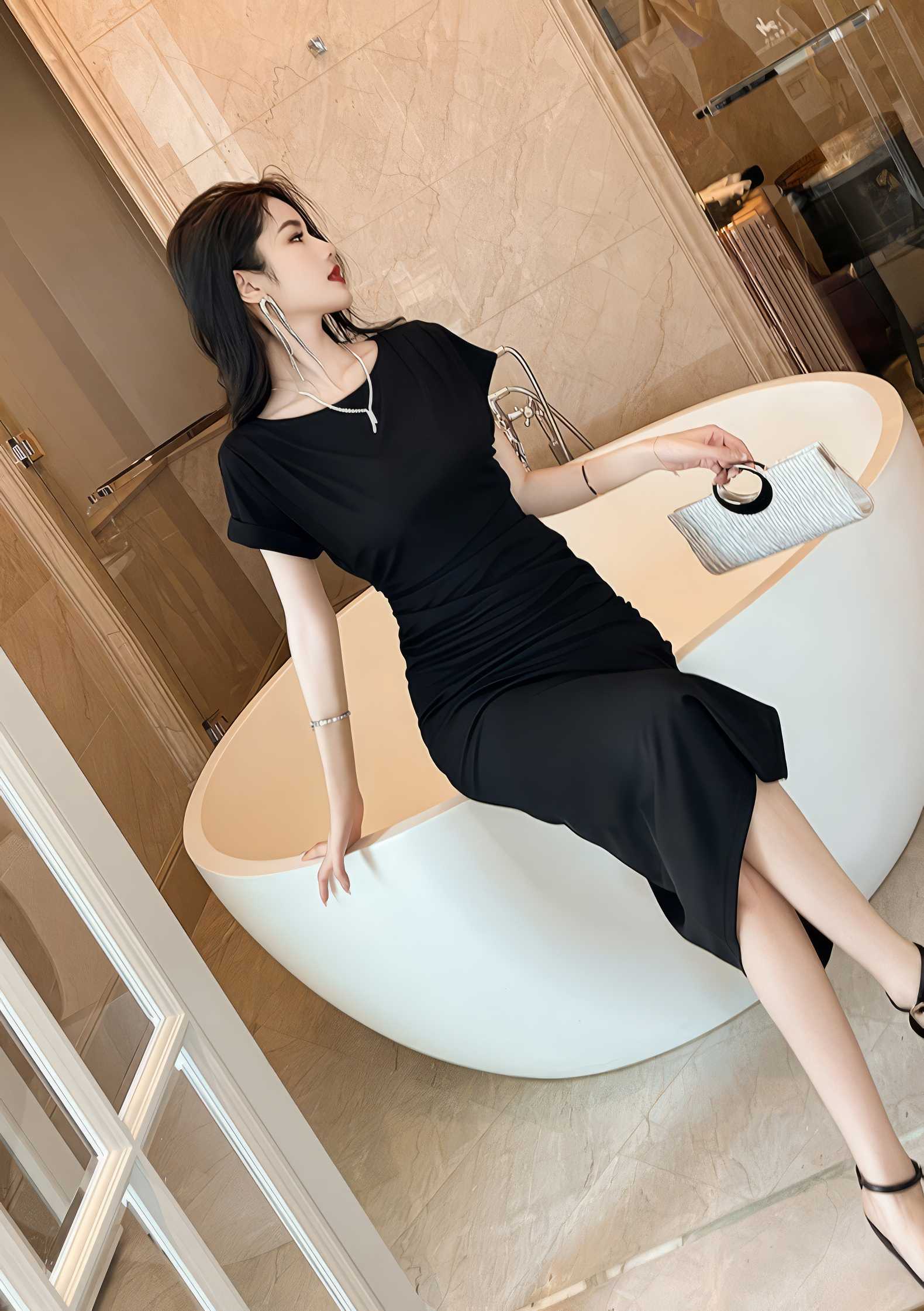 Cap Sleeves Ruffled Bodycon Dress