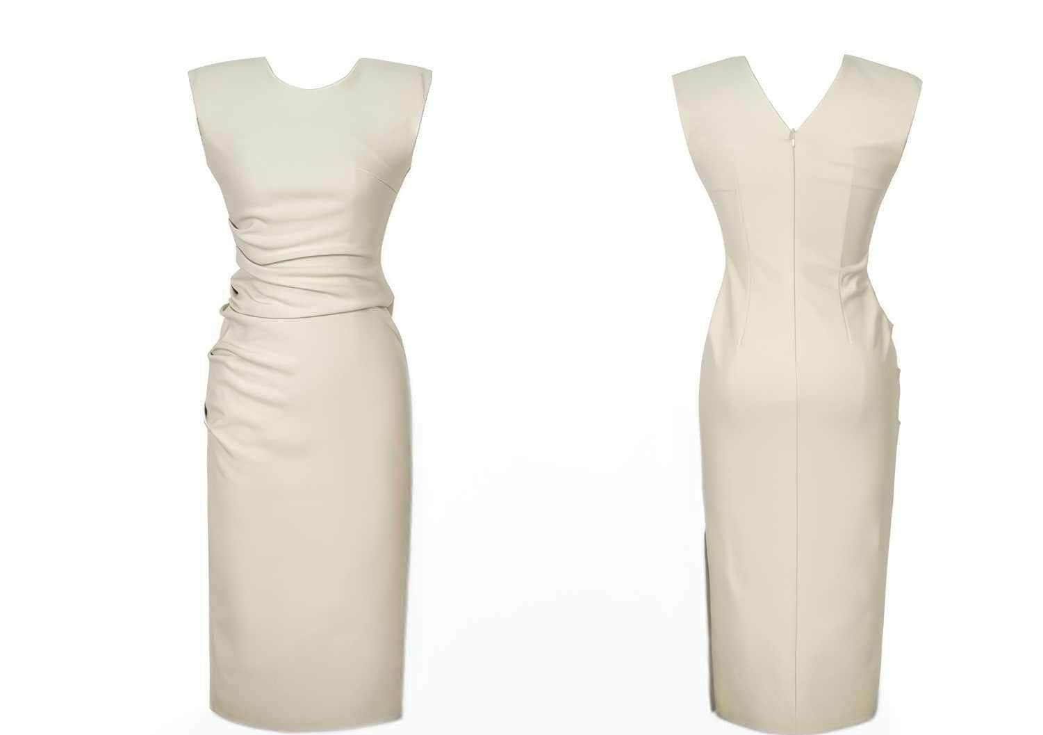 Cap Sleeves Side Slit Simple Midi Dress