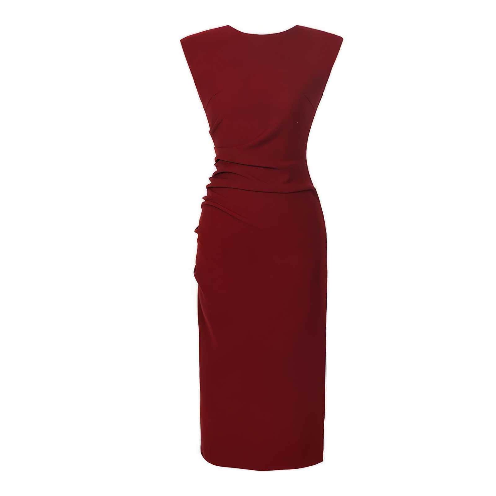 Cap Sleeves Side Slit Simple Midi Dress