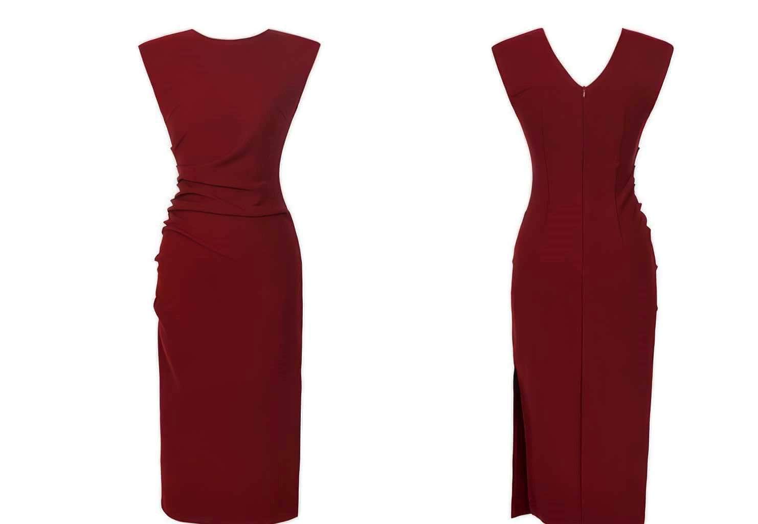 Cap Sleeves Side Slit Simple Midi Dress