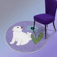 Cartoon Puppy Round Rug - IG Cute, Fluffy, Large Area for Living Room, Children's Bedroom, Home Decoration, Cloakroom Mat B / Diameter 220cm