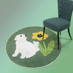 Cartoon Puppy Round Rug - IG Cute, Fluffy, Large Area for Living Room, Children's Bedroom, Home Decoration, Cloakroom Mat C / Diameter 220cm