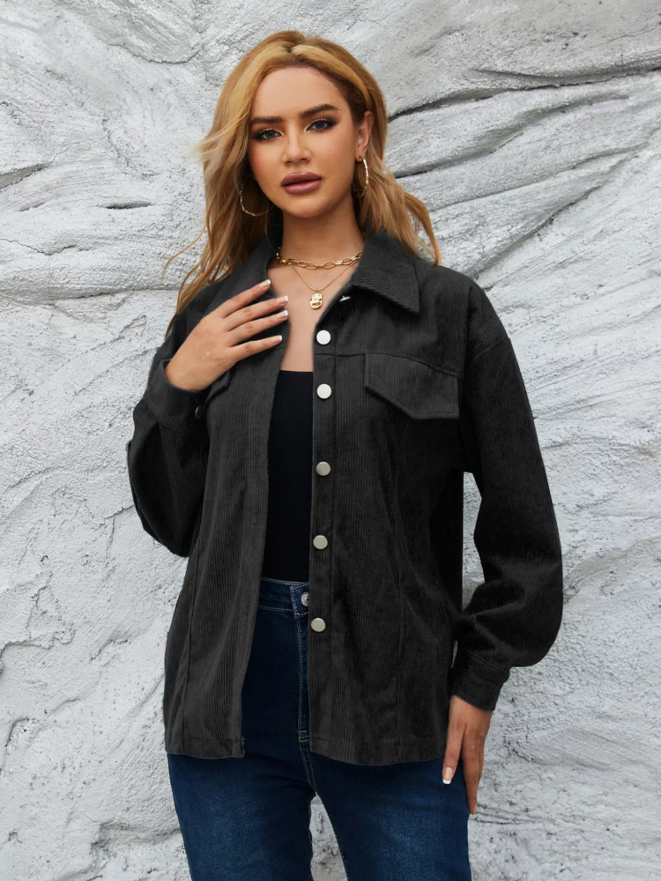 Casual Corduroy Button-Down Jacket