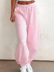Casual Drawstring Sweatpants Blush Pink / S