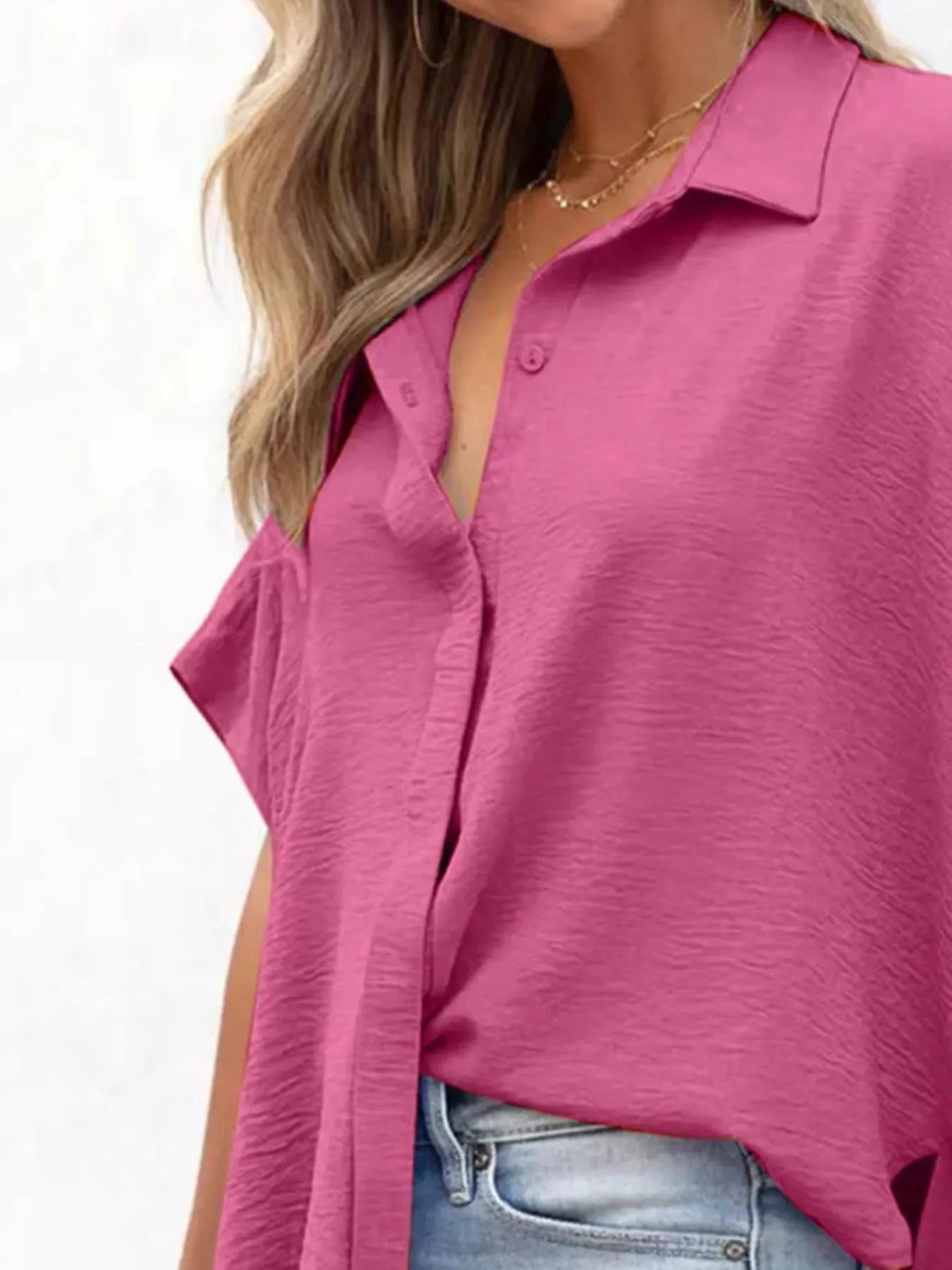 Casual Oversized Button Down Half Sleeve Shirt