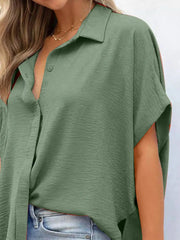 Casual Oversized Button Down Half Sleeve Shirt