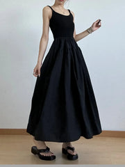 Casual Scoop Neck Cami Dress Black / S