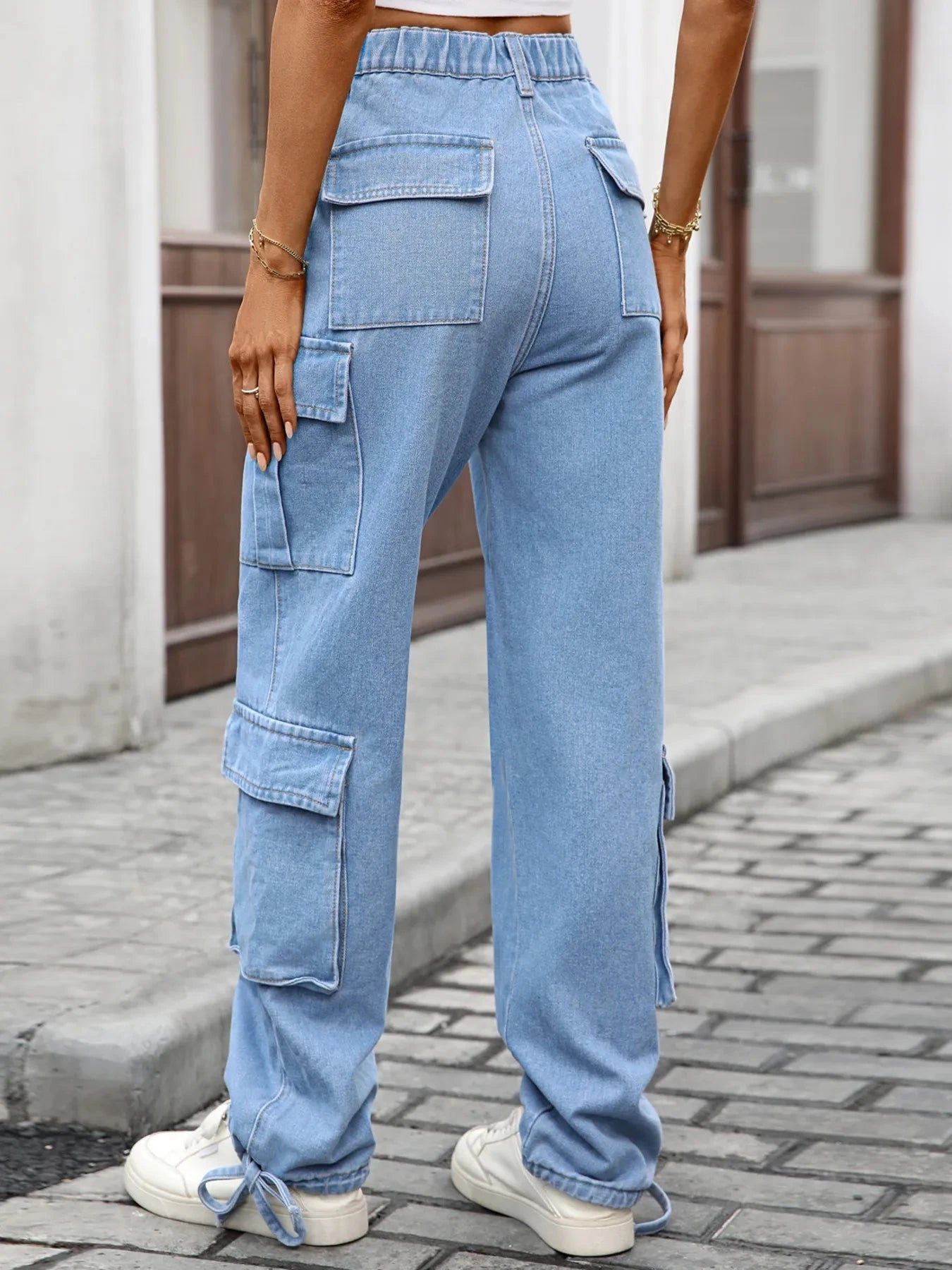 Casual Wide Leg Cargo Jeans