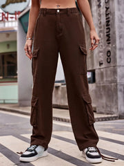 Casual Wide Leg Cargo Jeans