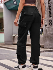 Casual Wide Leg Cargo Jeans Black / S