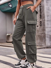 Casual Wide Leg Cargo Jeans Grey / S
