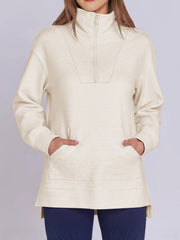 ฺHigh-Low Quarter Zip Long Sleeve Sweatshirt