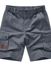 Men's dark gray plus-size shorts with an elastic waist and pockets.