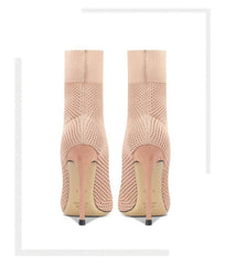 Century Knit Pointed-Toe High Heel Booties for Women