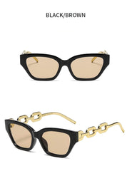Charm Mirror Lens Chain Detailed Sunglasses