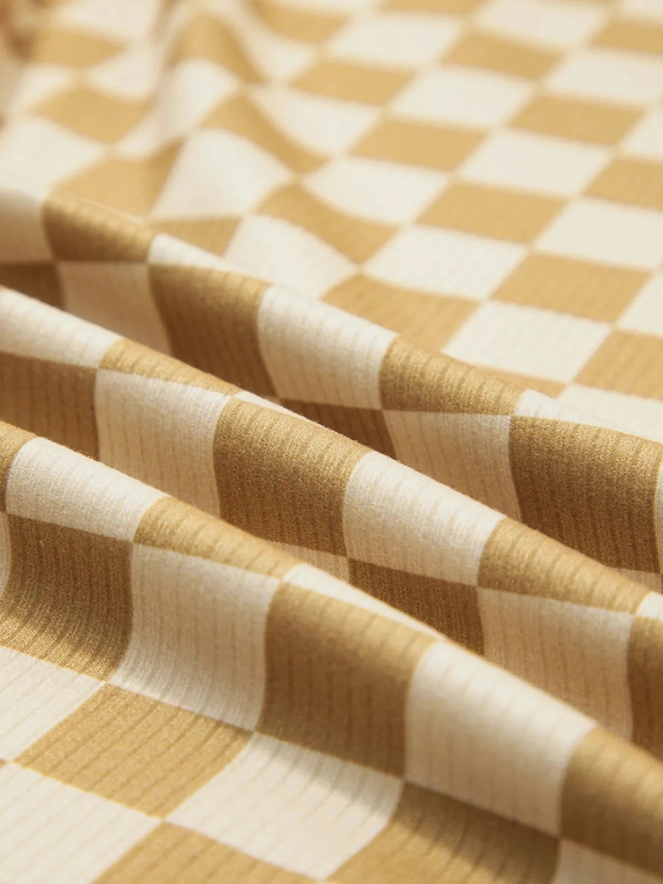 Check Pattern Turtleneck Slim Long Sleeve Tee