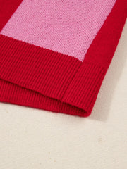 Checkerboard Knit Button-Down Cardigan