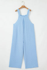 Checkered Pocketed Wide Leg Overalls