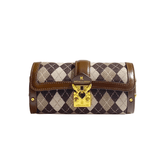 Checkered Print Cylindrical Crossbody Bag