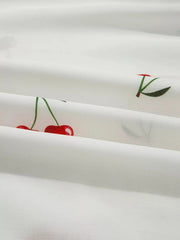 Cherry Print Flounce Sleeve Collared Frilled Babydoll Blouse