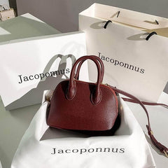 Chic Mini Leather Crossbody Handbag Burgundy / Small