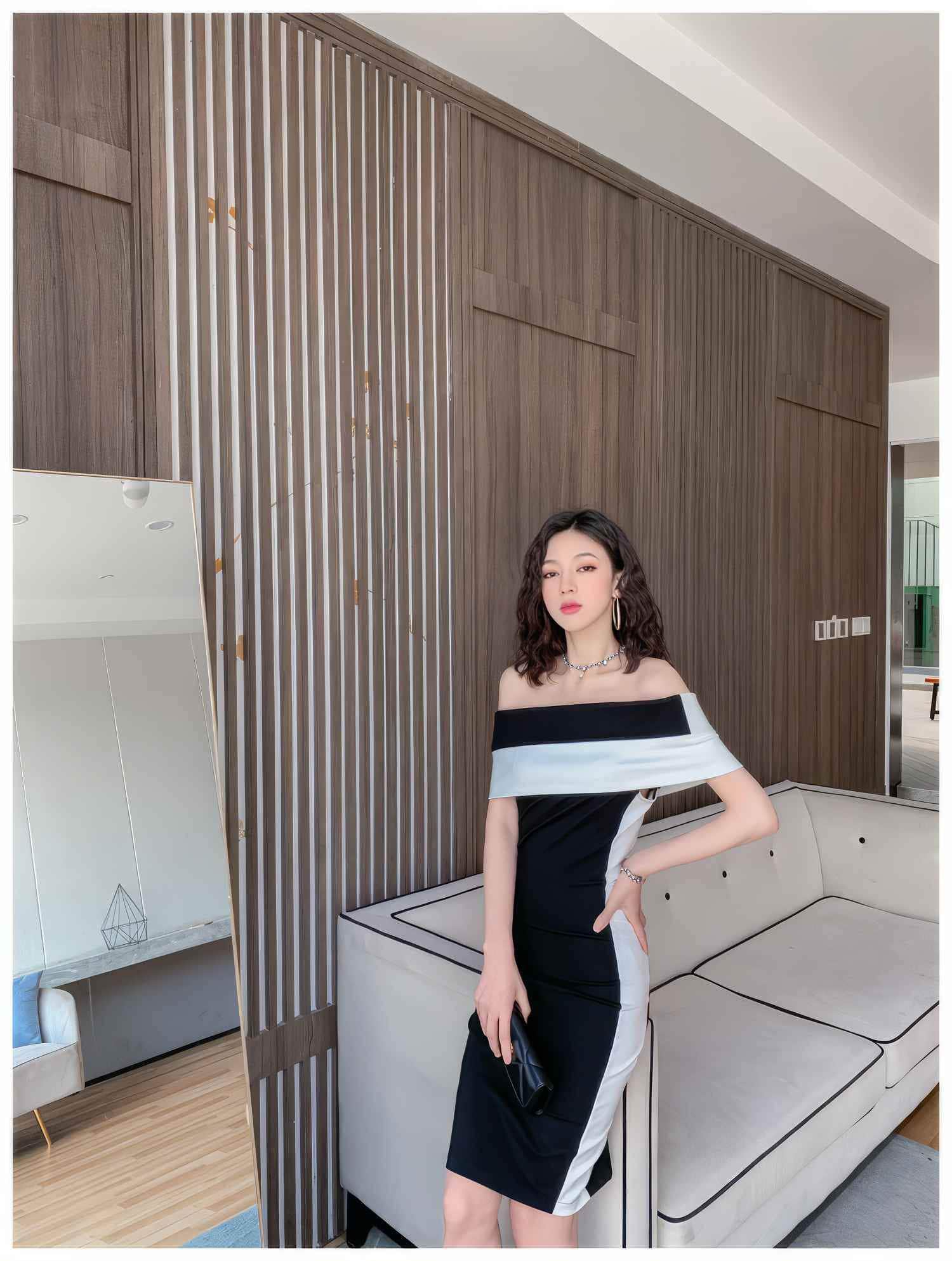 Chic Monochrome Midi dress