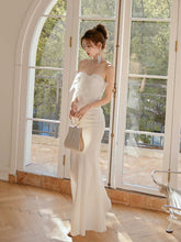 Chiffon Bow Knot Strapless Mermaid Dress