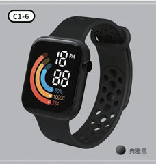 Child Watch: Ultra-Light LED Digital Watch for Kids, Sports Military Silicone Wristband, Electronic Clock - Relogio Infantil LED-Black-817