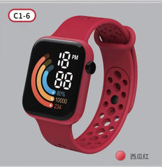Child Watch: Ultra-Light LED Digital Watch for Kids, Sports Military Silicone Wristband, Electronic Clock - Relogio Infantil LED-Red-817