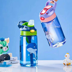 Children's Drinking Straw Cup - Special Anti-falling Water Bottle, Ideal for School in Summer, Portable Water Cup