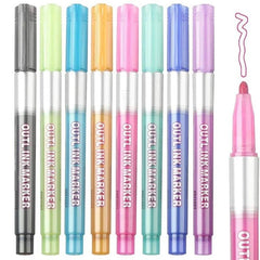 Christmas highlighter pen set: 8 colors, double line outline for art 8 Colors set