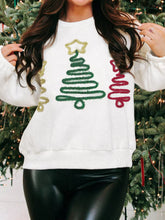 Christmas Tree Round Neck Sweatshirt White / S