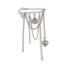 Chunky Safety Pin Chain Dangle Brooch Silver / Star Link Pin