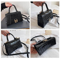 Classic Croc Embossed Leather Shoulder Handbag