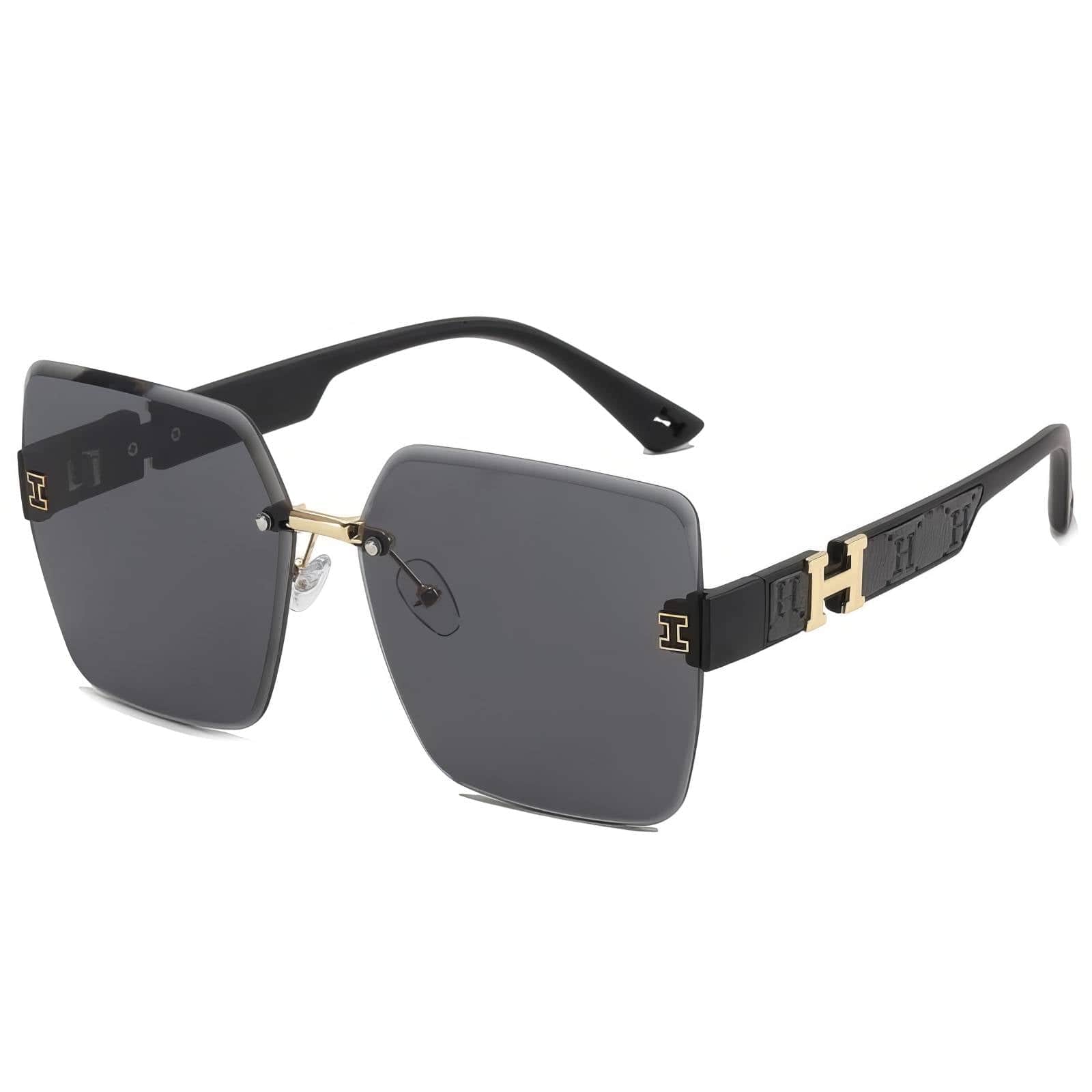 Classic Oversize Square Sunglasses Golden Gray/Black / Resin