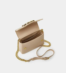 Classic Shoulder Bag with a Vintage Alligator Texture