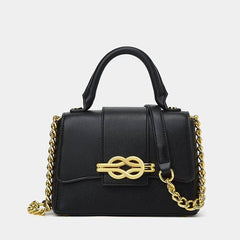 Classic Shoulder Bag with a Vintage Alligator Texture Black