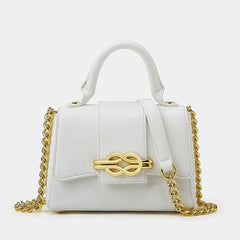 Classic Shoulder Bag with a Vintage Alligator Texture White