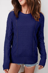 Classic Texture Knit Long Sleeve Sweater Navy / S