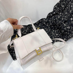 Classy Crossbody Purse with a Fashionable Top Handle White