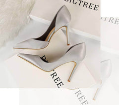 Classy Pointy Toes Satin Court Stilettos