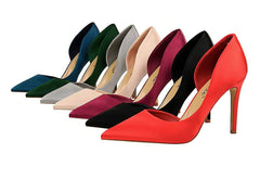 Classy Pointy Toes Satin Court Stilettos