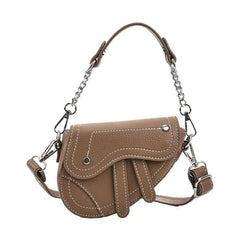 Classy Saddle Leather Bag Gray