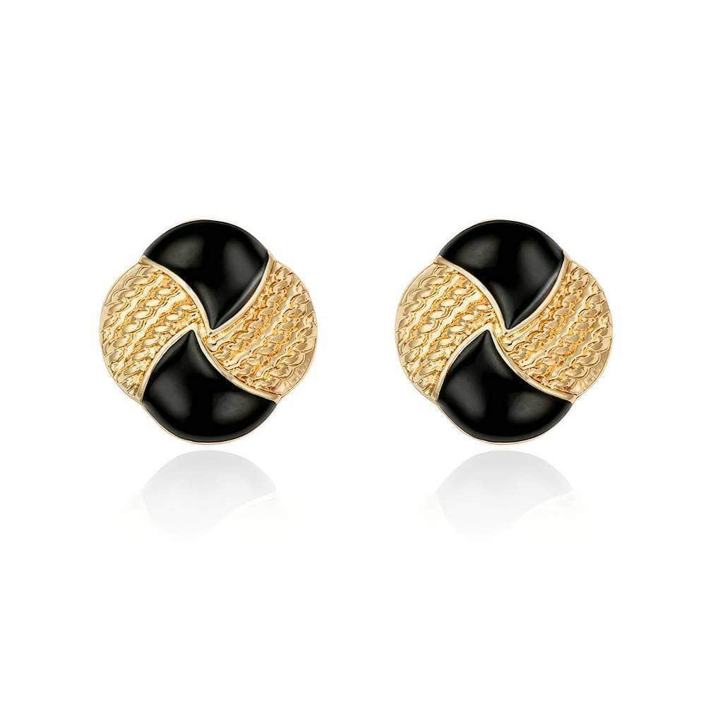 Clip-On Women's Gold Shell Stud Earrings Black / Clip On
