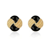 Clip-On Women's Gold Shell Stud Earrings Black / Clip On