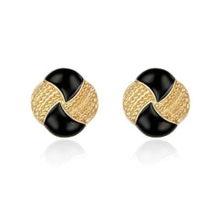 Clip-On Women's Gold Shell Stud Earrings Black / Clip On