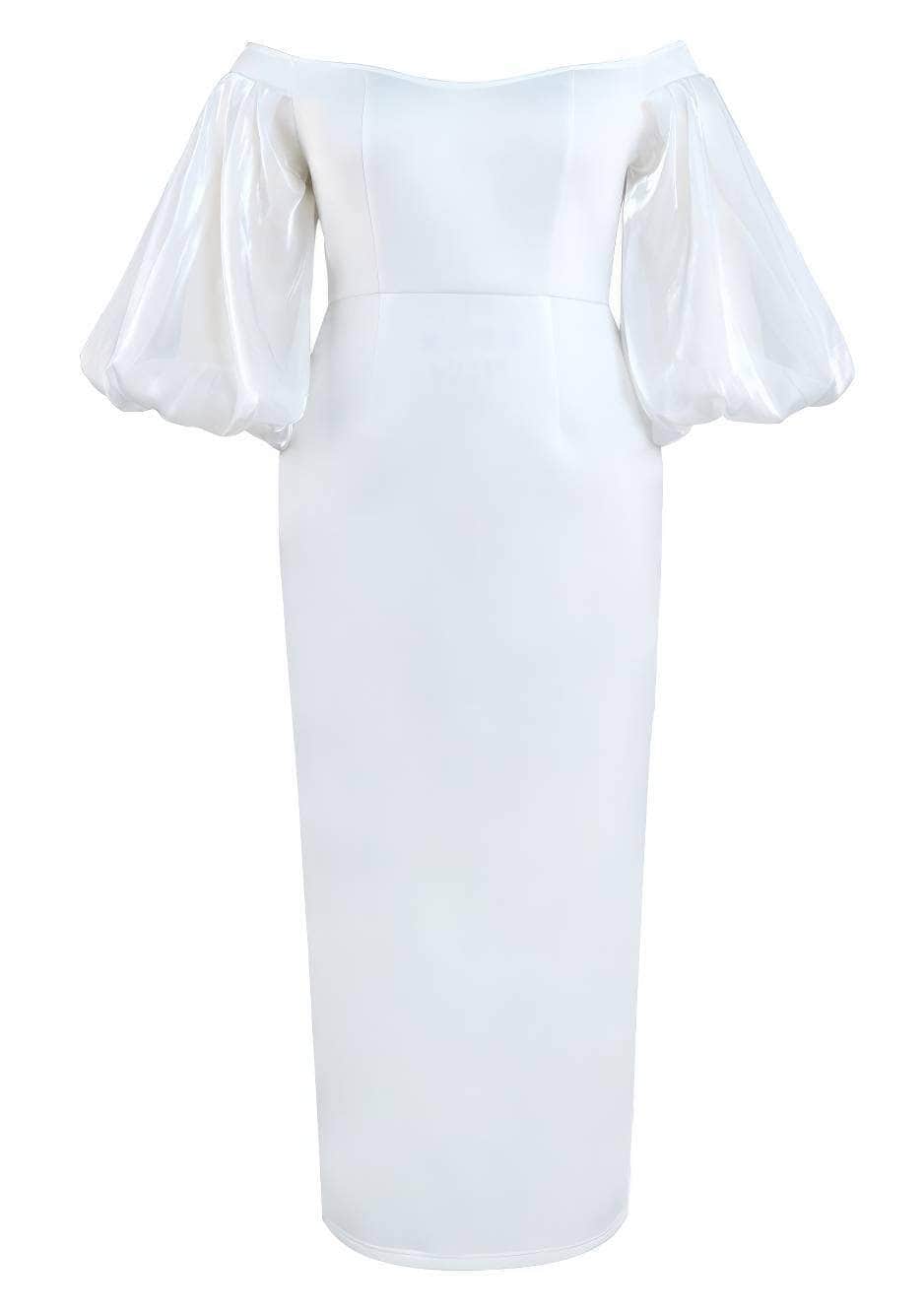 Cold Shoulder Balloon Sleeves Column Dress