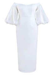Cold Shoulder Balloon Sleeves Column Dress